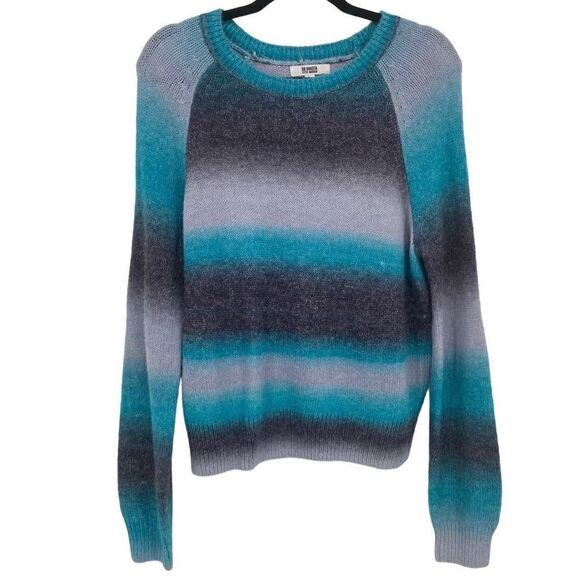 BB Dakota By Steve Madden Wool Blend Ombre Crew Neck Sweater Blue Large - Picture 3 of 9
